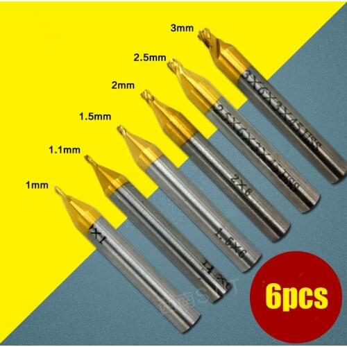 6PCS Vertical key machine accessories with key machine drill with key machine milling cutter titanium plating milling cutter