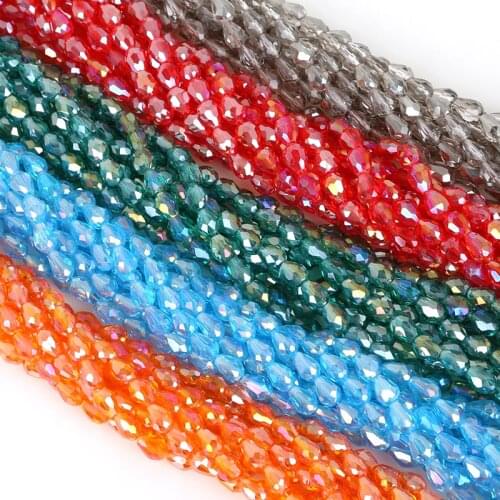 70pcs 5x7mm Charms Crystal Teardrop Bead Faceted Glass Beads Fashion Jewelry Womens Accessories Necklace Earring Pendants