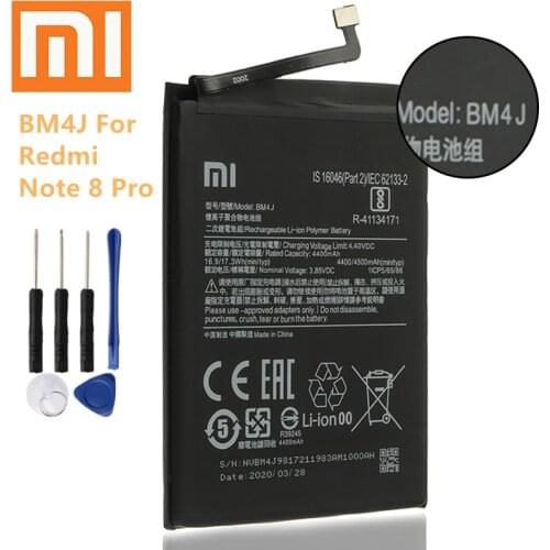 100% Original 4500mAh BM4J Battery For Xiaomi Redmi Note 8 Pro Note8 Pro Genuine Replacement Phone Battery Free Tools