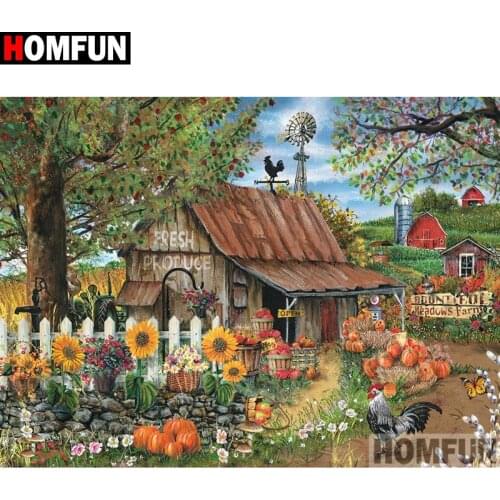 HOMFUN Full Square/Round Drill 5D DIY Diamond Painting "Scenic house" Embroidery Cross Stitch 5D Home Decor A00870