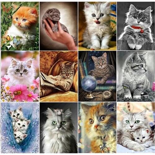 Diamond painting cat round diamond embroidery animal picture rhinestone cross stitch diamond mosaic handmade