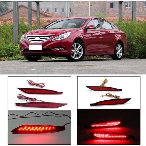 CAPQX 1 Pair For Hyundai Sonata 2011-2015 Rear Bumper LED Reflector Light Brake Warning Lamp Rear Fog Lamp Tail Stop Light