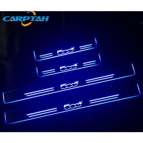 CARPTAH 4PCS Moving LED Car Parts LED Door Sill Scuff Plate Pathway Dynamic Streamer light For Fiat 500X 500 X 2015 - 2018 2019