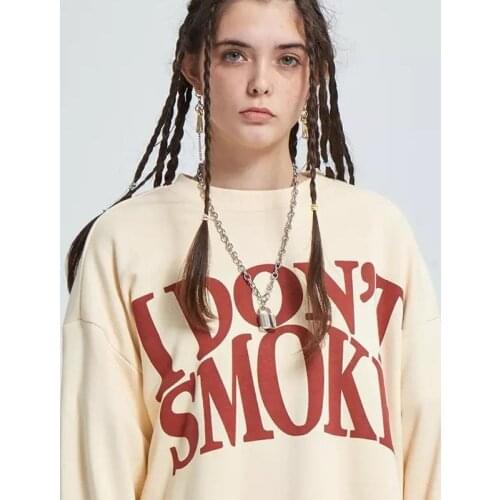 Deeptown Black Hoodie Women Kpop Crewneck Sweatshirt Ladies Korean 2021 Oversized Letter Print Long Sleeve Top Hip Hop Pullover