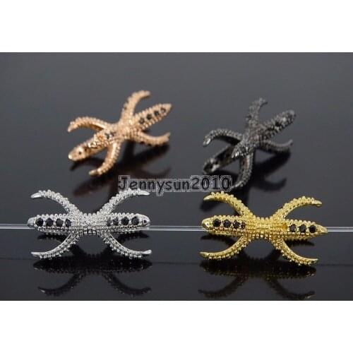 Black Zircon Gems Stone Pave Dragon Eagle Claw Bracelet Connector Charm Beads Silver Gold Rose Gold Gunmetal 10Pcs/Pack