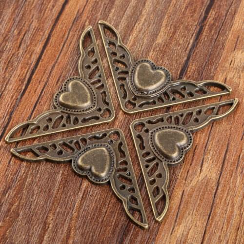 4Pcs Antique Bronze Metal Crafts Decorative Bracket Wood Box Feet Leg Corner Protector Guard For Furniture Hardware 35mm