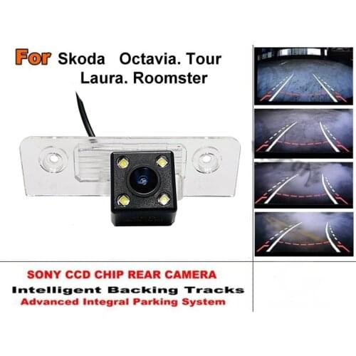 For Skoda Octavia Tour Laura Roomster 1996~2014 Intelligent Car Parking Camera with Tracks Module Rear Camera CCD Night Vision