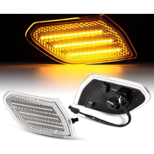 2Pcs Amber LED Front Bumper Side Marker Turn Signal Sequential Blinker Light For Jeep JL wrangler 2018 Up