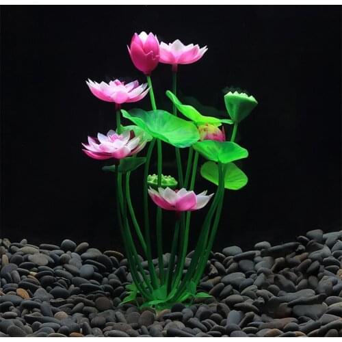 Aquatics Grass Flower Simulation Wedding Favors Plastic Artificial Lotus Fish Tank Petals Plants Decoration Ornament For Party