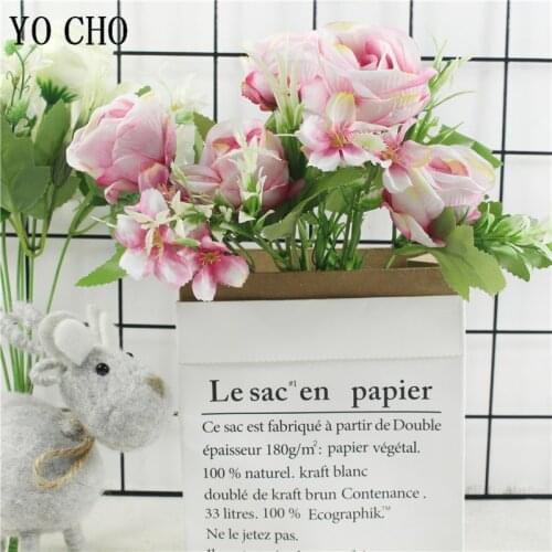 Artificial Flowers Burgundy Silk Rose Bouquet Hydrangea Peony Bride Holding Fake Flowers Home Wedding Decoration Accessories