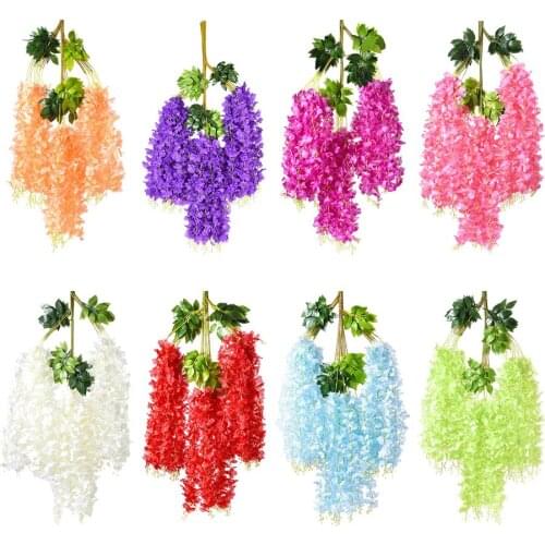 Artificial Fake Wisteria Vine ing Silk Flowers String Party Wedding Lawn