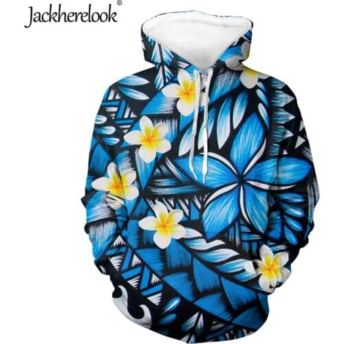 Jackherelook Plus Size Women Hoodies Tranditional Polynesian Tribal Hibiscus Print Couple Oversized Sweatshirts Casual Pullovers
