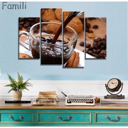 Coffee Beans and Coffee Modern Paintings for Living Room Wall Art Canvas Painting On The Wall Home Decor Kitchen Oil Painting