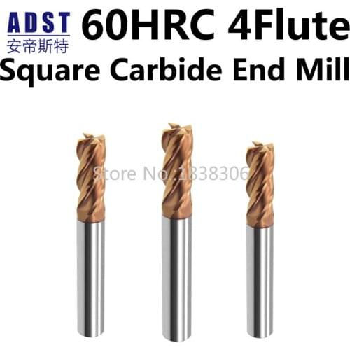 Endmill End Mill Milling Tools Cutting Tool CNC Machine Cutter 60HRC 4 flute carbide Flat End Mills Tungsten Cobalt Alloy 1 pcs