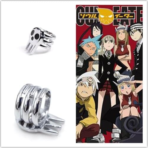 Hot Anime Soul Eater Death The Kid Metal Skeleton Ring Accessories Cartoon Cosplay Costumes Prop