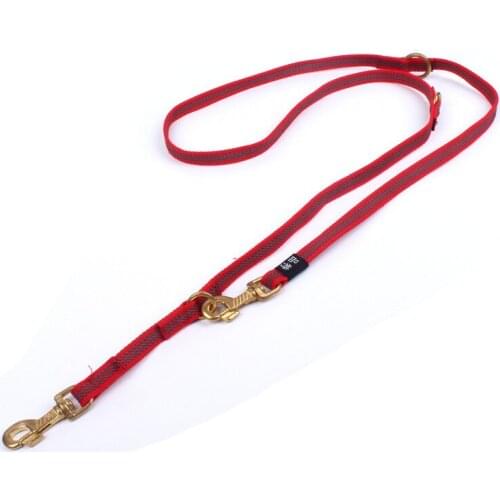 Multi - Function Double Hook A Drag Two Pet Traction Imports Copper Hook Dog Rope Nylon Dog Chain Walking Training 2M