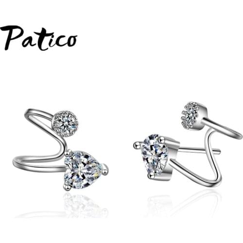 Fashion 925 Sterling Silver Cubic Zircon Ear Cuff Fake Piercing Clip On Earrings Jewelry Bijoux Boucle Doreille Clip For Women