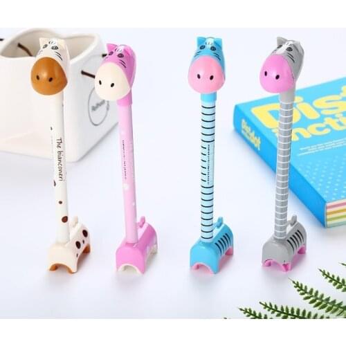 40 pcs Learning Stationery Creative Cartoon Donkey Ballpoint Pen Cute Student Giraffe Desk Office Hippos Signature Pen