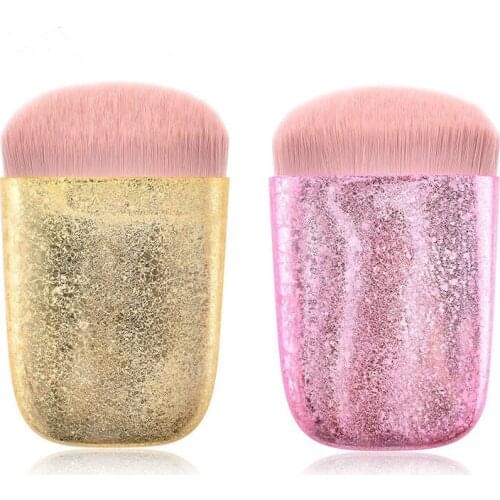 Single Flat Head Makeup Brush Frosted Gold Pink Blush Brush Powder Brush Cosmetics Face Beauty Tools