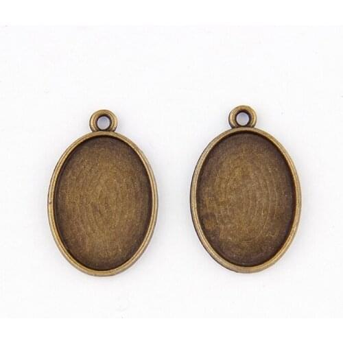 Fit 18x25mm Oval Antique Bronze Pendants Setting Cabochon Cameo Base Tray Bezel Blank DIY Jewelry Findings