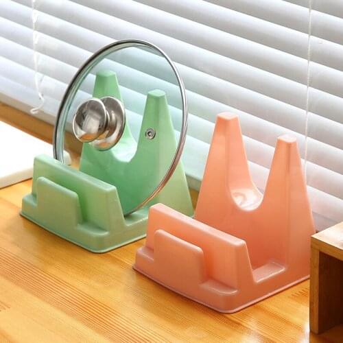 Household Spoon Pot Lid Holder Stand Useful Kitchen Plastic Pan Pot Lid Cover Stand Holder Shelf Rack Kitchen Tools