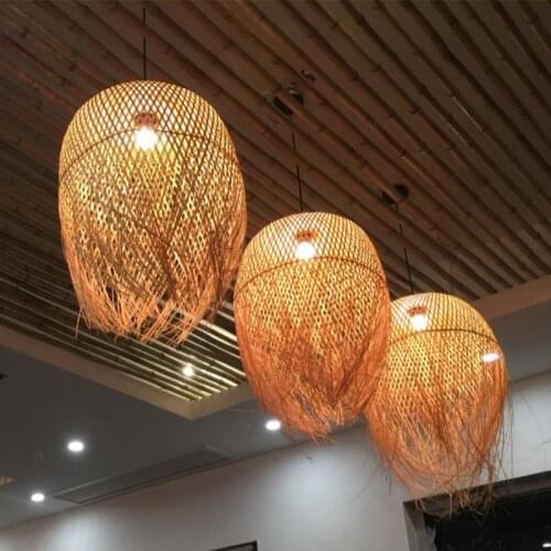 Japanese Bamboo Pendant Lights Led Hang Lamps for Home Luminaire Design Pendant Loft Hanging Lustre Suspension Fixtures