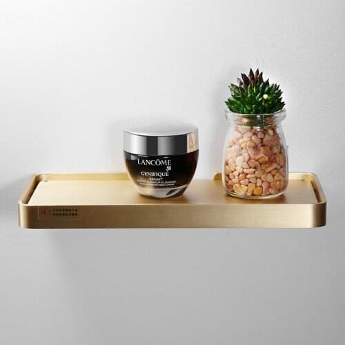 Bathroom Shelf Soild Brass & Glass Shower Shampoo Soap Cosmetic Kitchen Corner Holder Single Tier Bath Accessories Nail Punched