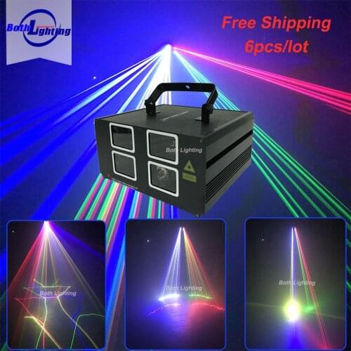 6 Lens DMX RGB Full Color Beam Lamp Scan Projector Laser Lights LED DJ Party Nightclub Pro KTV Wedding Show Stage Lighting
