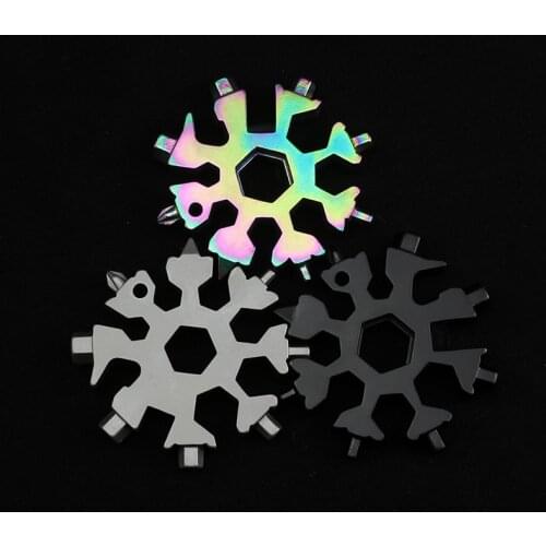 Portable Mini EDC Tool 18-in-1 multi-tool card combination Compact outdoor products Snowflake screwdriver Wrench Snow flake card