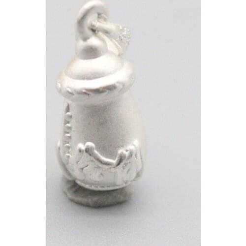 S999 Pure Silver Retro Taiyin 3D Hard Real Silver Baby Feeding Bottlr Charms Red Rope Womens Bracelet Accessories