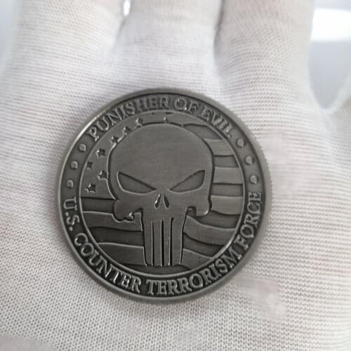 Silver Counter Terrorism Force Commemorative Coin Three-dimensional Sniper Revolver Nickel Coins Collectibles Punisher of Evil