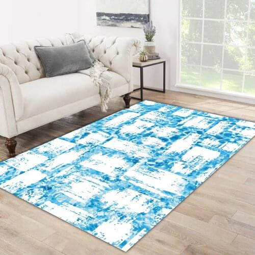 Blue white color white cloud square patterned carpet modern carpet living room carpet free shipping soft textured carpet