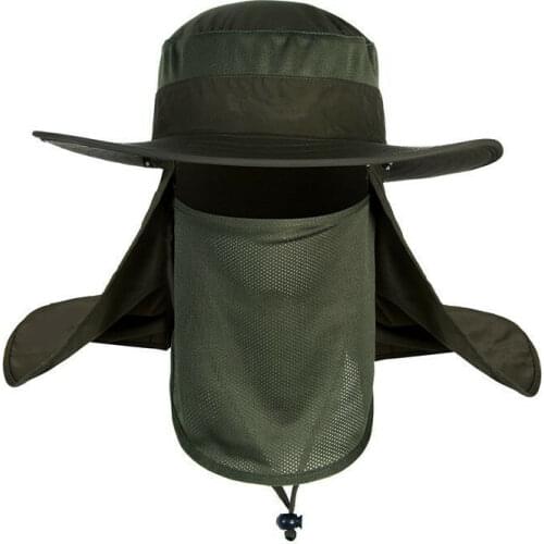 Outdoor UV Protection Fishing Hat Camping Hat With Neck Flap With Adjustable Strap Windproof And Quick-Drying Good Breathable