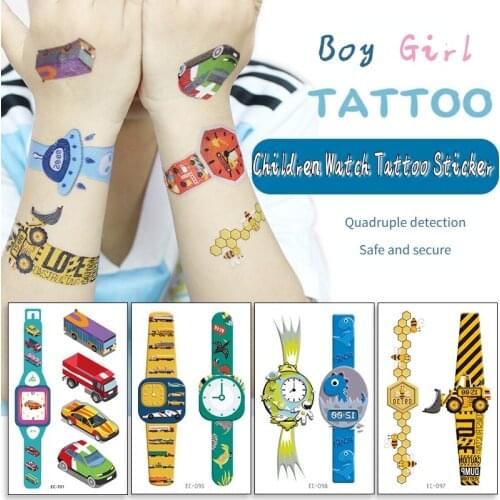 Waterproof Children Watch Tattoo Stickers Cute Cartoon Fun Boys and Girls Tattoo Stickers Temporary Disposable Tattoo Stickers