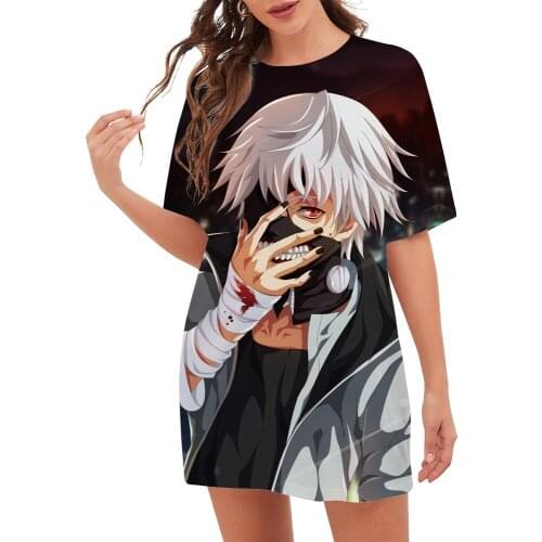 CLOOCL Women T Shirt Anime Tokyo Ghoul Printing Female Short Sleeve Loose T-shirt 3D Cartoons Tees Hip Hop Womens Clothing