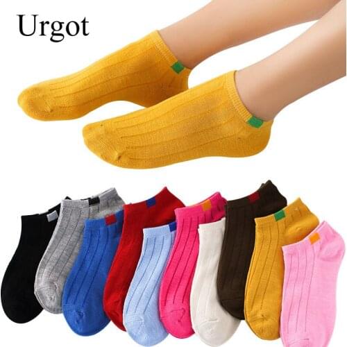 Urgot 10 Pairs/lot Womens Socks Invisible Candy Color Kawaii Sock Shallow Mouth Anti-skidding Cotton Boat Socks Women Meias
