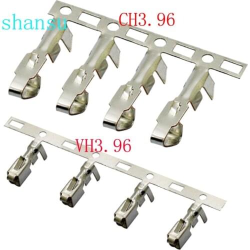 100PCS VH3.96mm Plastic terminal block Connector CH3.96MM Pressure line shrapnel Reed connection Cold pressed terminal