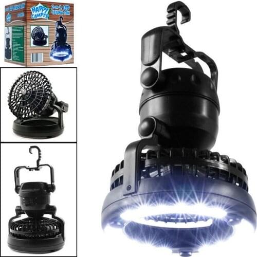 2 In 1 Portable 18 LED Camping Lantern Fan Flashlight Ceiling Fan for Outdoor Hiking Fishing Outages and Emergencies Tent