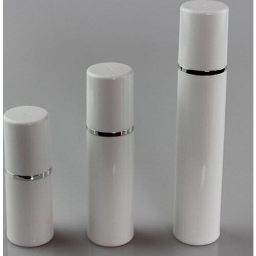 200pcs 15ml 30ml 50ml PP Plastic Airless Bottles White Airless Vacuum Pump Lotion Bottle with Silver Line