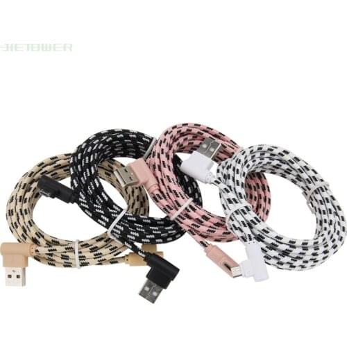 300pcs/lot USB Cable Micro Usb Fast Charging Phone for Iphone XS 8 7 6 Huawei Xiaomi Sony HTC 2side 90 Degree Elbow Game Cable