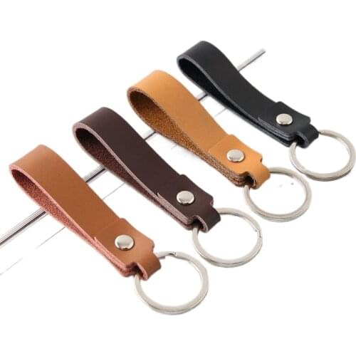 4 Pcs/lot Genuine Leather Keychain Holder Pocket for Car Keys Wallet Clip Ring Women Men Handmade Handbags Accessories DIY Gift