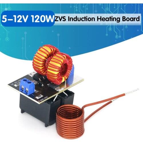 5-12V 120W Mini ZVS Induction Heating Board Flyback Driver Heater DIY Cooker+ Ignition Coil