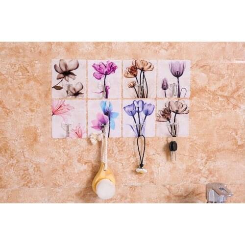 5pcs/lot Strong Home Kitchen Hooks Flower Design Suction Cup Sucker Wall Hooks Hanger For Kitchen Bathroom LF 256