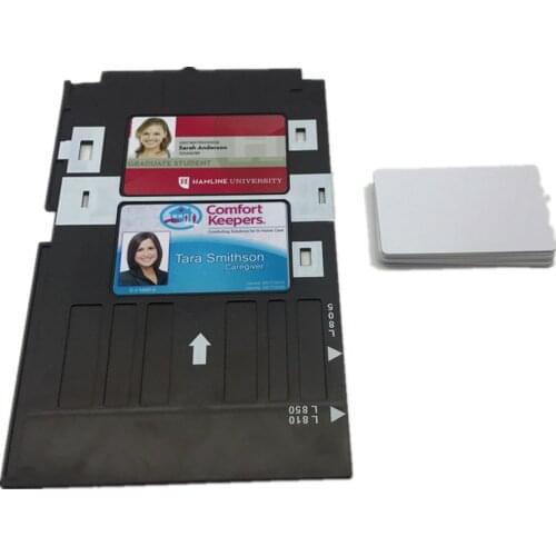 50X Two Sides Printable White Blank Inkjet ID PVC Card For Club use+ 1pc ID Card Tray for Epson L800,L805,A50,T50,T60 Printers