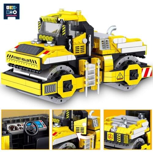 744pcs high-tech Engineering Roller Building Blocks City Construction Works Vehicle Road Car Bricks Toys Fof Children Gift