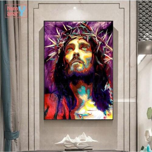 Abstract Jesus Canvas Paintings Wall Art Posters and Prints Portrait of Jesus Wall Pictures for Living Room Wall Decoration