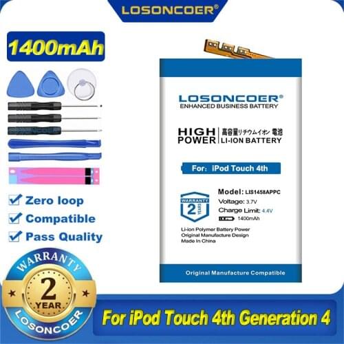 LOSONCOER 1400mAh 616-0553 LIS1458APPC Battery For Apple iPod Touch 4th Generation 4 4g touch 4