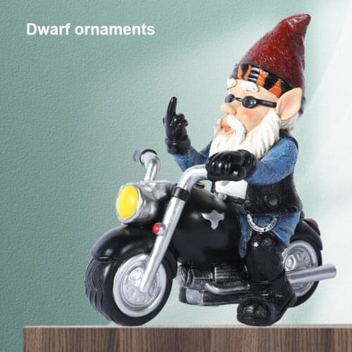 Biker Gnome With Motorcycle Statue Resin Figurine Garden Gnomes Decorations for Patio Yard Lawn Porch Full Color GQ