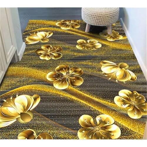 Beibehang Customized floor mural hotel golden large flower European style coiled material loop carpet pattern papel de parede