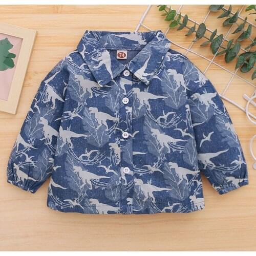 Cartoon Blouses and Shirts Dinosaur Print Baby Shirt Long Sleeve Infant Boys Blouse Tops camisas Toddler Boy Tee Shirts Clothing